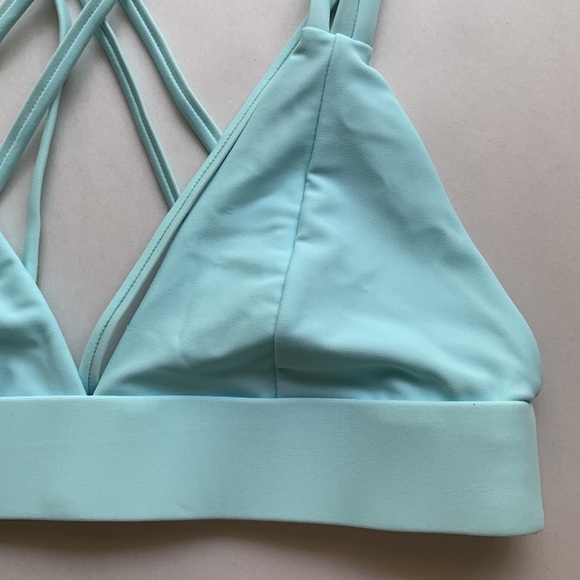 NWT Kulani Kinis Triangle Bikini Top 127 Tri Cross Back Skye Blue Size Small - Picture 8 of 11